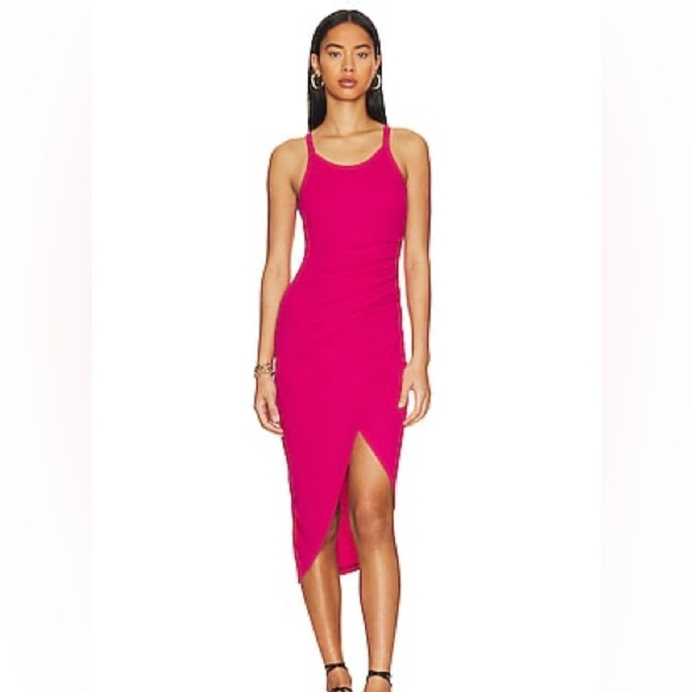 L’Space Pink Bardot Tulip Hem Dress
